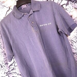 FLAWED Authentic Pigment Opto 22 Polo Shirt Blue Faded Cotton Size L Vintage